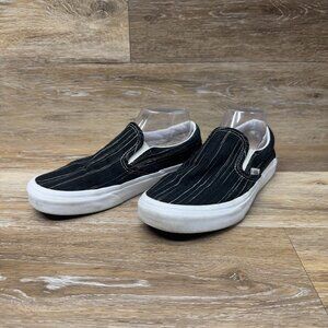 Vans Off The Wall Suiting Blackstripes Slip On Canvas Shoes Women's Size 8.5